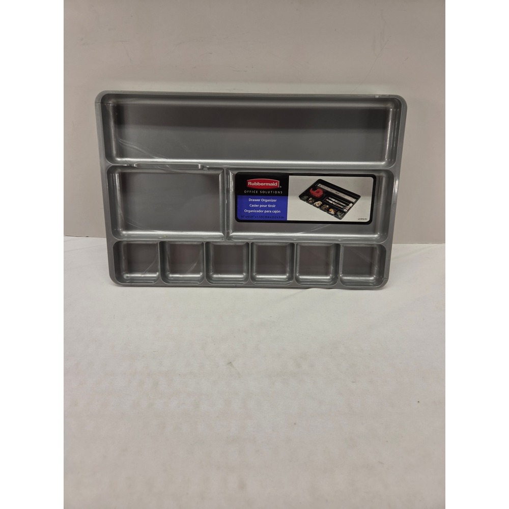 Rubbermaid Office Solutions Drawer Organizer Tray Silver 8 Compartment L2-9D52